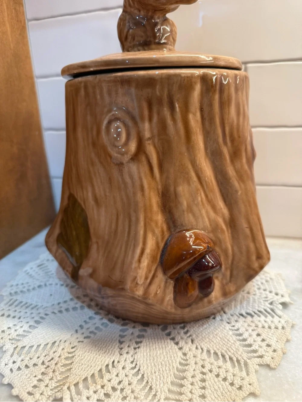 Brown Ceramic Squirrel Cookie Jar - Decorative Food Storage